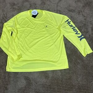 Hurley Long Sleeve Lime Pull Over UPF 50+ Rash Guard Size XL